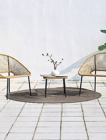 ACAPULCO Salon de jardin 2 places avec table naturel