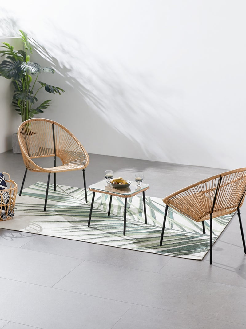 ACAPULCO Salon de jardin 2 places avec table naturel Bois naturel - Kiabi