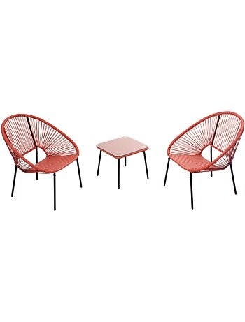 ACAPULCO Set de 2 fauteuils + table basse bleu