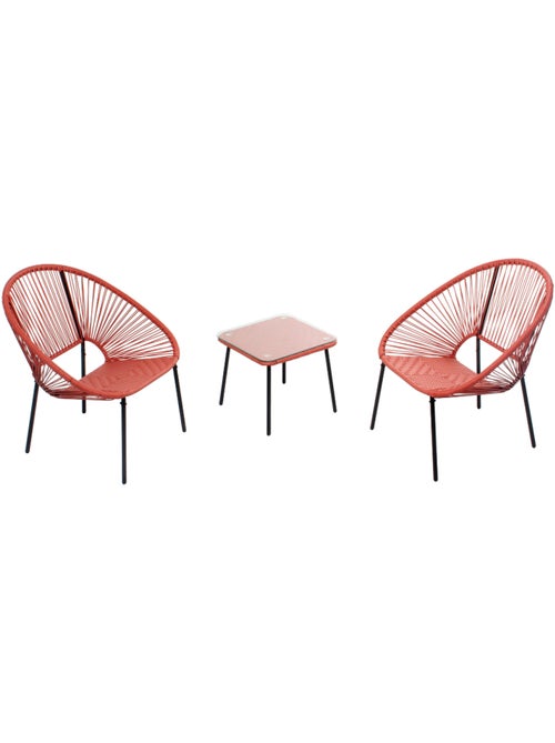 ACAPULCO Set de 2 fauteuils + table basse bleu - Kiabi