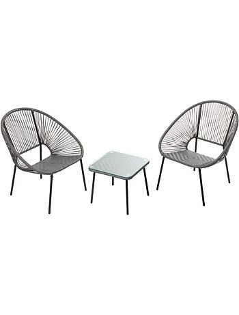 ACAPULCO Set de 2 fauteuils + table basse bleu