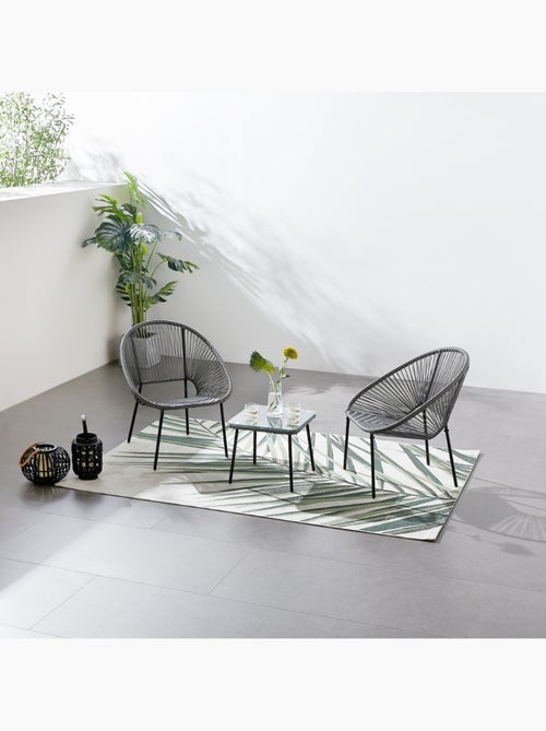 ACAPULCO Set de 2 fauteuils + table basse naturel - Kiabi