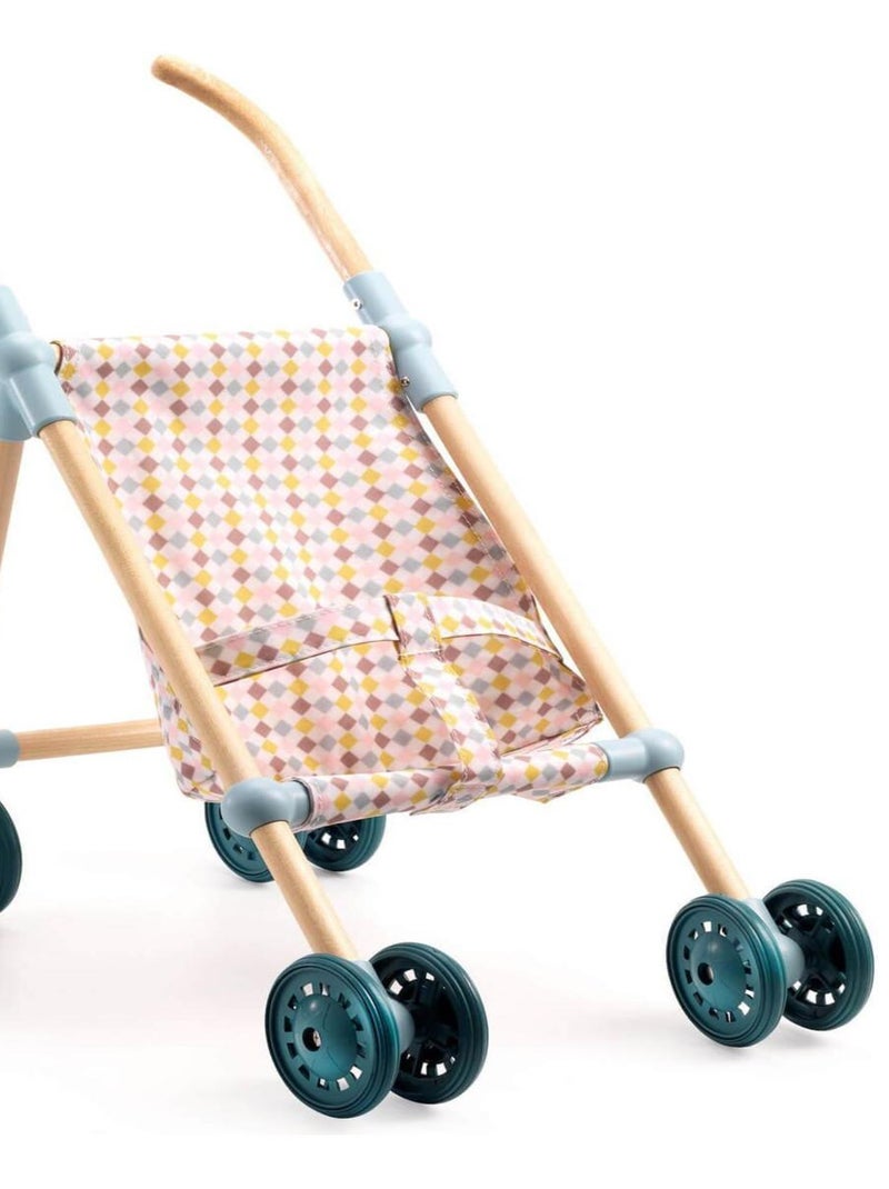 Accessoire pour poupon Poméa 32 cm : Poussette Bois Little Cubes - 44 cm N/A - Kiabi