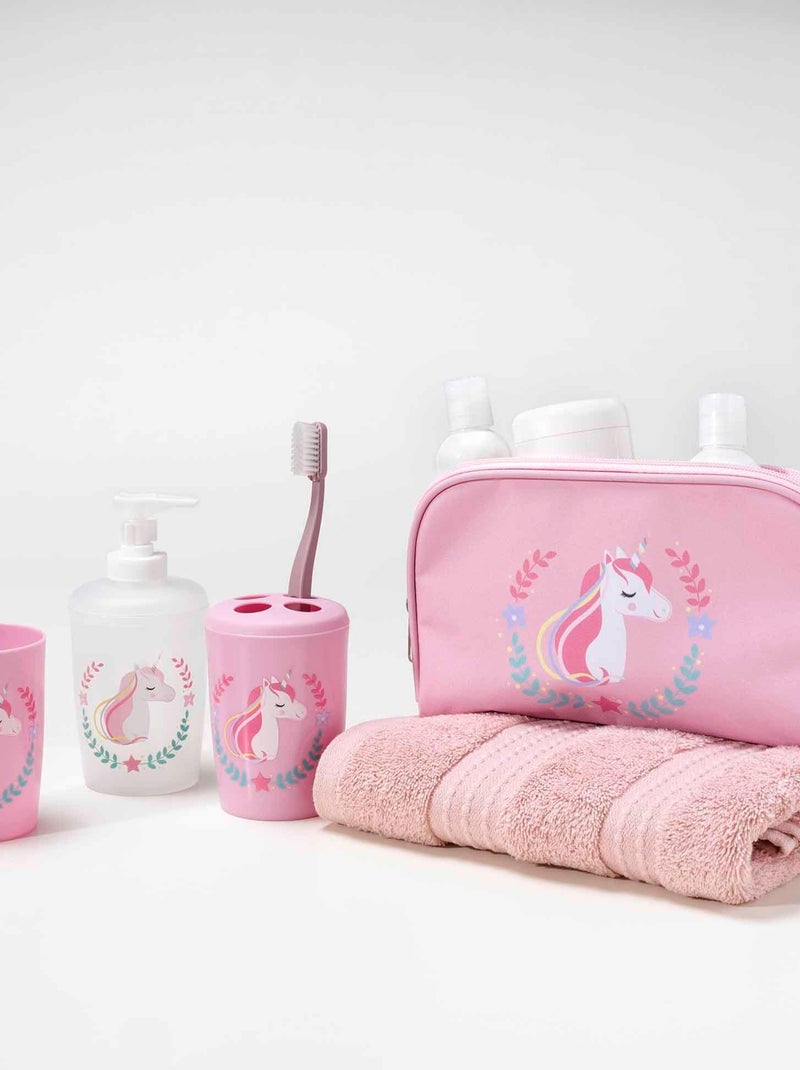 Accessoires de salle de bain 4 pieces 14 x 21 cm Zoelie la licorne Rose - Kiabi