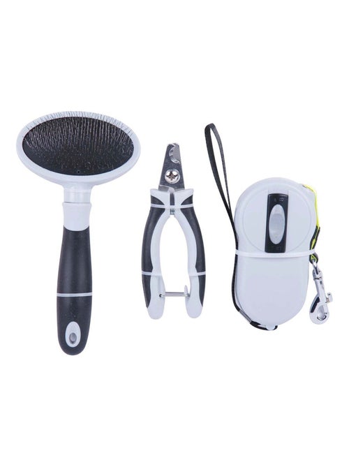 Accessoires de toilettage pour chien - Brosse, coupe-ongle et laisse - Kiabi