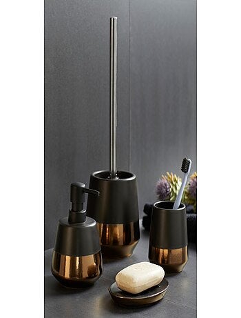 Accessoires salle de bain en céramique brosse WC, distributeur savon et gobelet BRANDOL