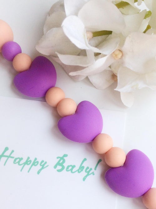 Accroche Tétine Non Toxique Coeur Violet - Kiabi