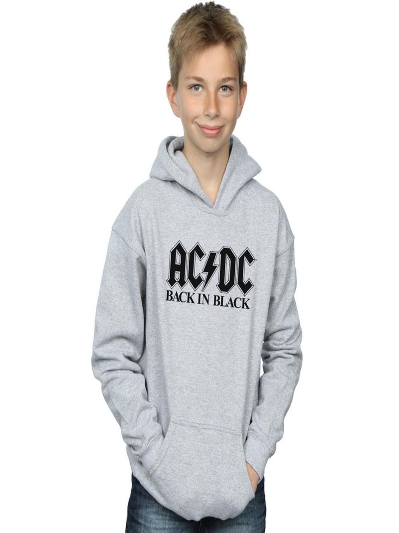 AC/DC - Sweat à capuche BACK IN BLACK Gris chiné - Kiabi