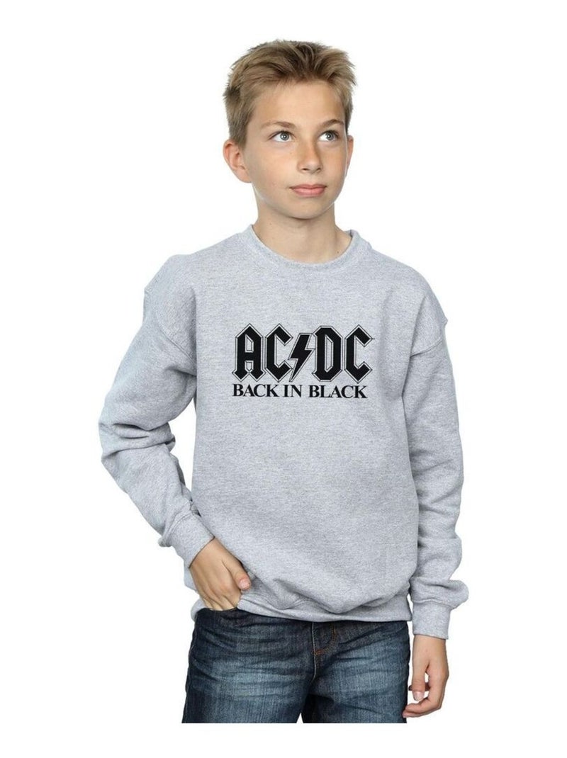 AC/DC - Sweat BACK IN BLACK Gris chiné - Kiabi