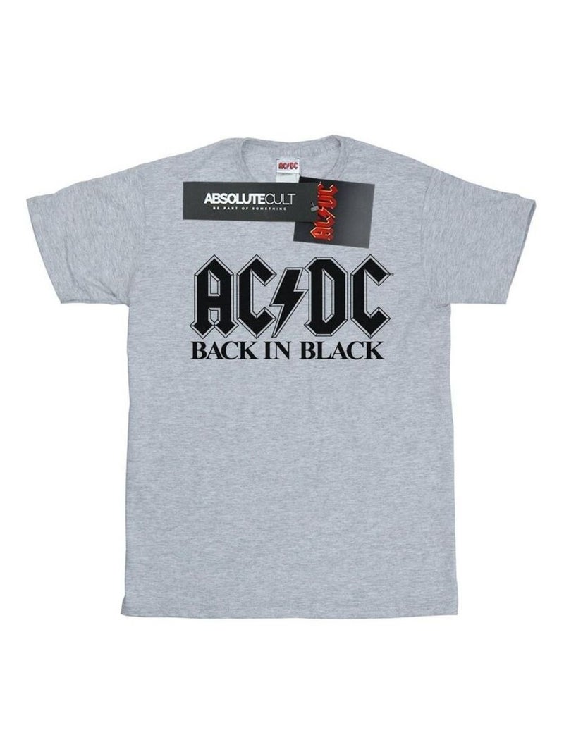 AC/DC - T-shirt BACK IN BLACK Gris chiné - Kiabi