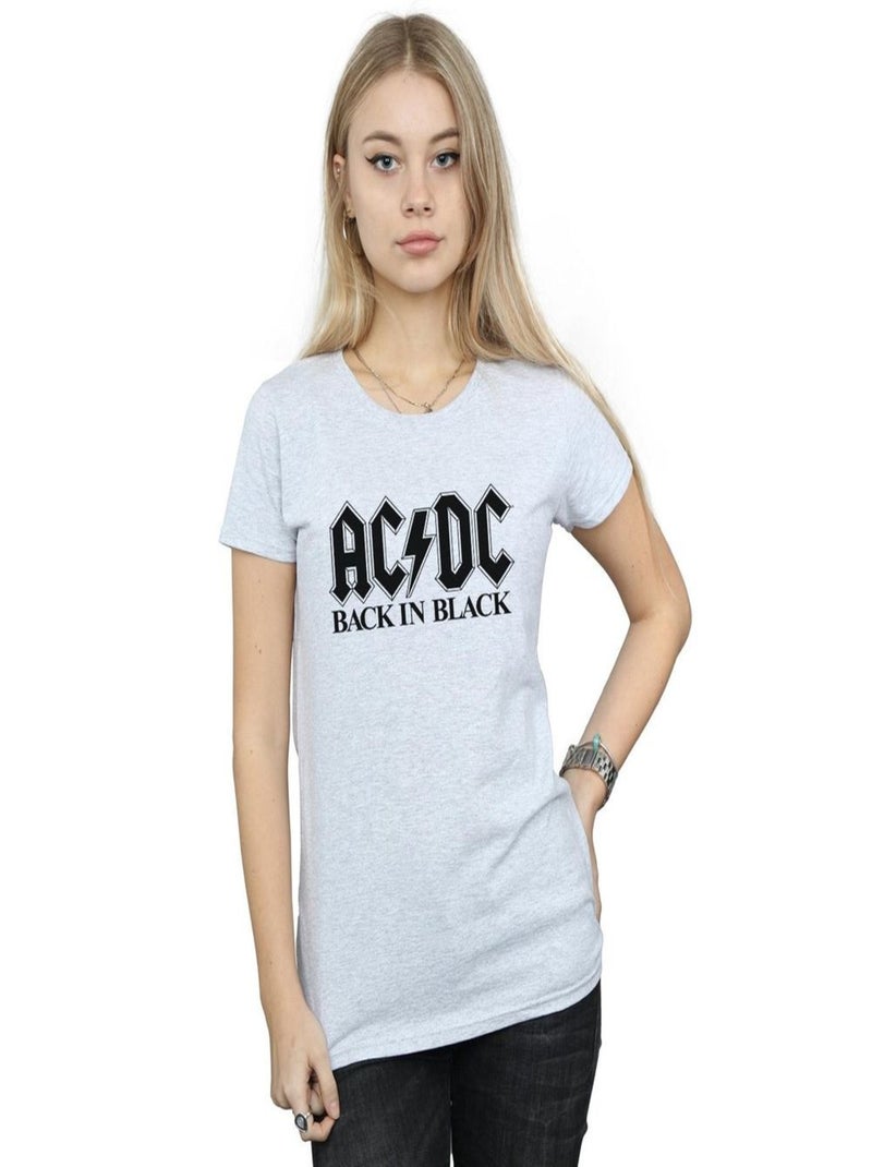 AC/DC - T-shirt BACK IN BLACK Gris chiné - Kiabi