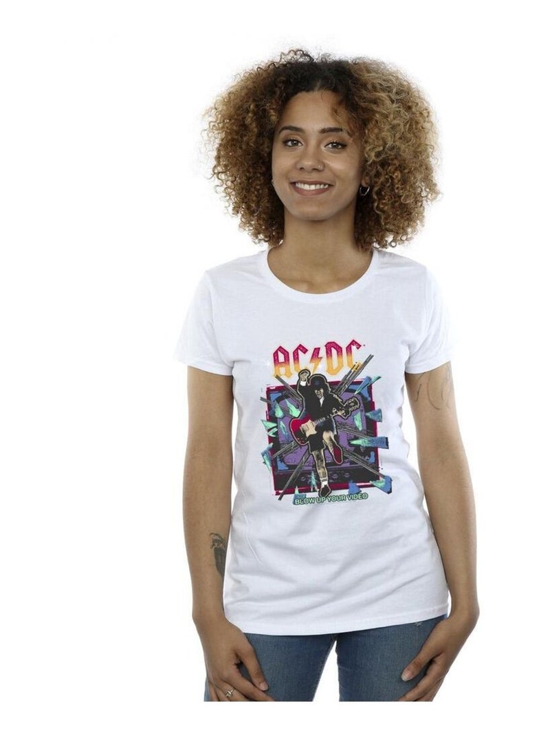 AC/DC - T-shirt BLOW Là-Haut YOUR VIDEO Blanc - Kiabi