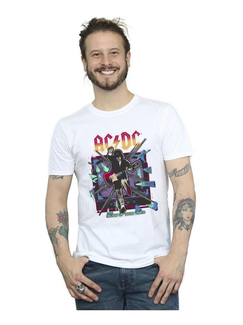 AC/DC - T-shirt BLOW Là-Haut YOUR VIDEO Blanc - Kiabi