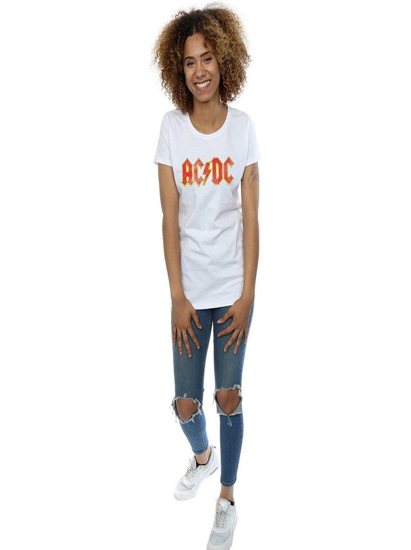 AC/DC - T-shirt DISTRESSED Blanc Rouge - Kiabi