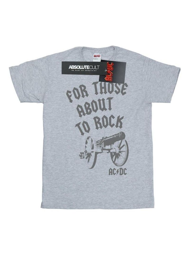 AC/DC - T-shirt FOR THOSE ABOUT TO ROCK Gris chiné - Kiabi