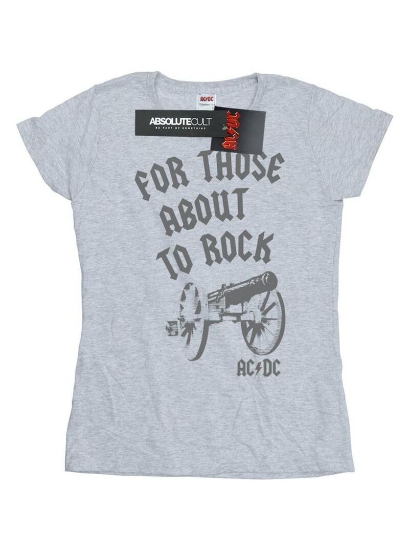 AC/DC - T-shirt FOR THOSE ABOUT TO ROCK Gris chiné - Kiabi