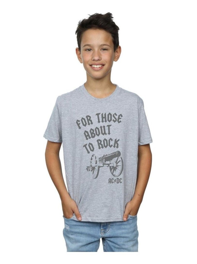 AC/DC - T-shirt FOR THOSE ABOUT TO ROCK Gris chiné - Kiabi