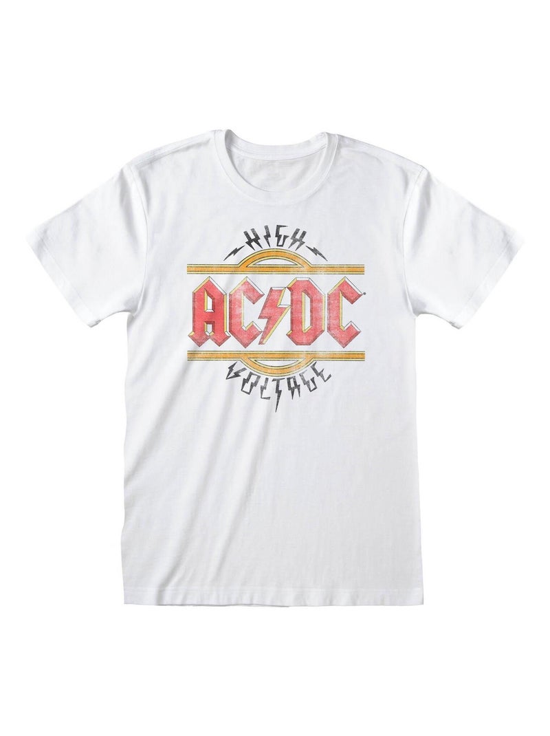 AC/DC - T-shirt HIGH VOLTAGE Blanc - Kiabi