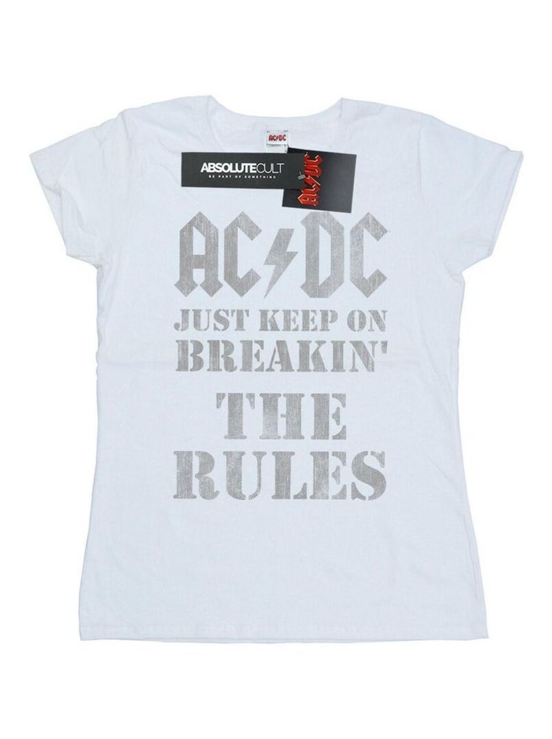 AC/DC - T-shirt JUST KEEP ON BREAKING THE RULES Blanc - Kiabi