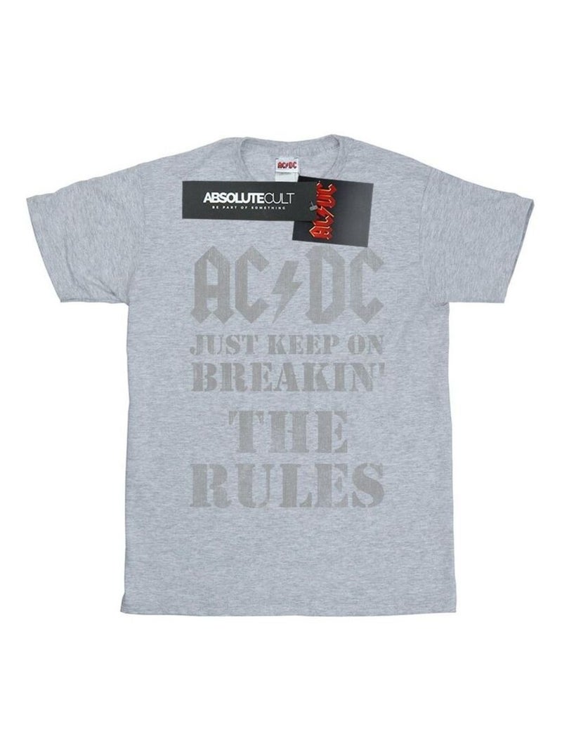 AC/DC - T-shirt JUST KEEP ON BREAKING THE RULES Gris chiné - Kiabi