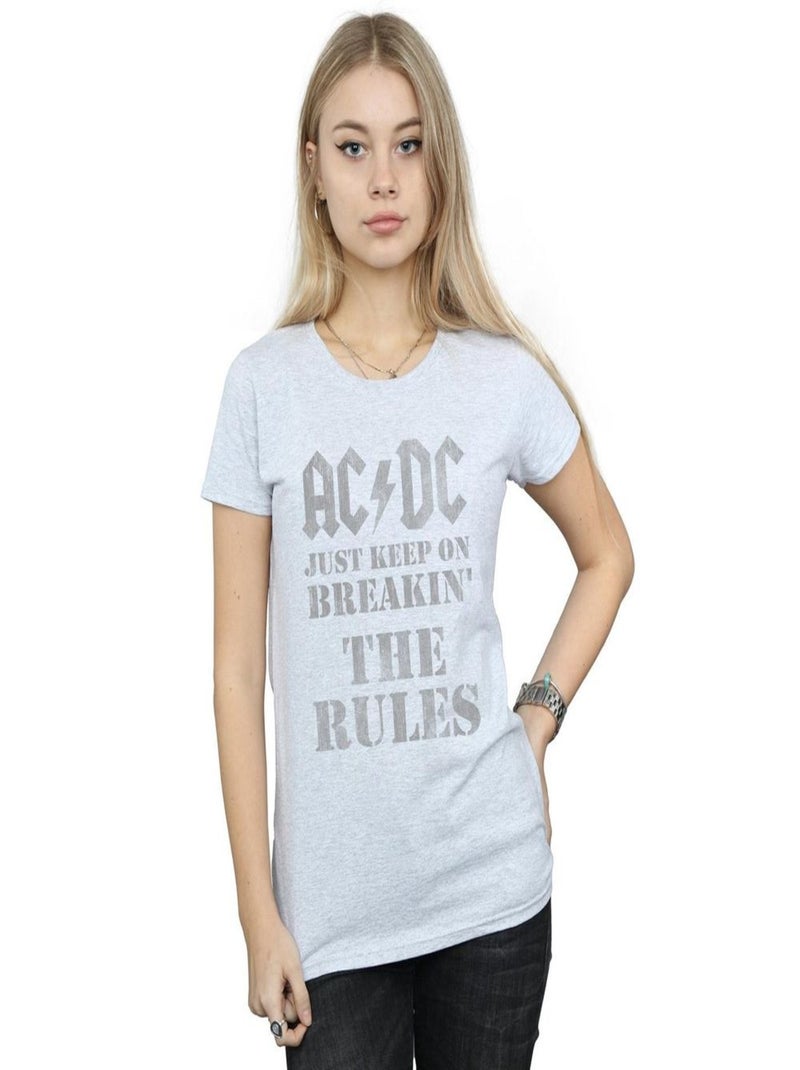 AC/DC - T-shirt JUST KEEP ON BREAKING THE RULES Gris chiné - Kiabi