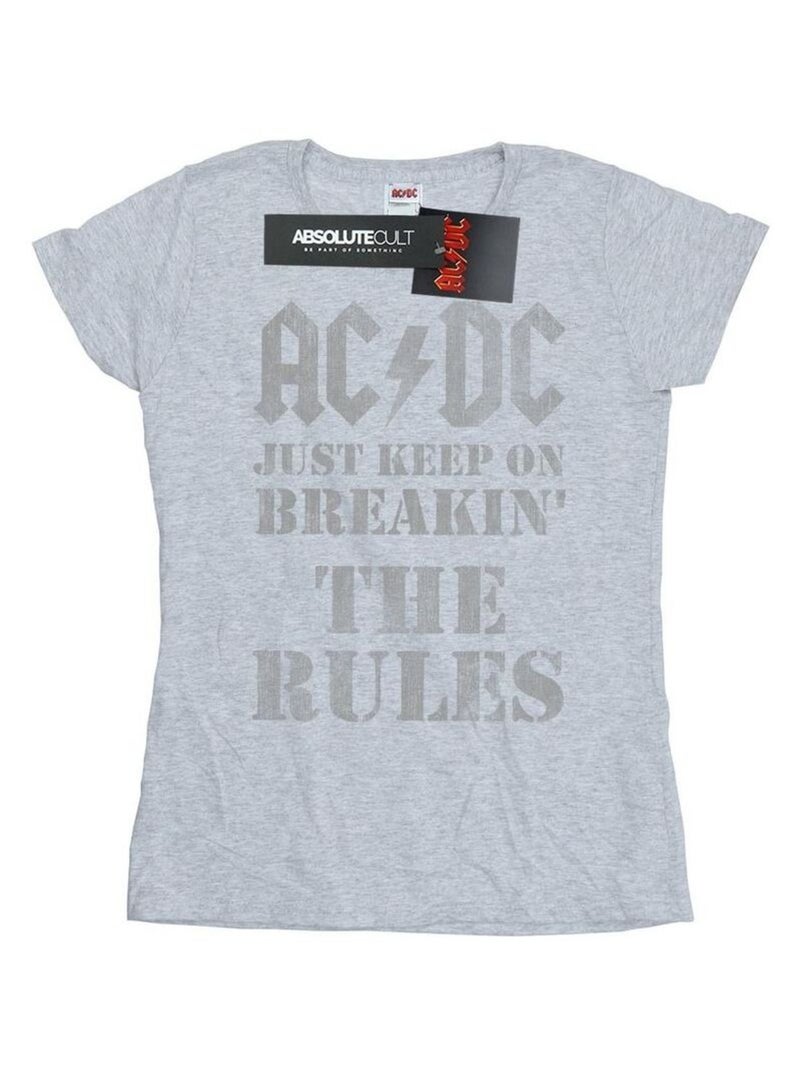 AC/DC - T-shirt JUST KEEP ON BREAKING THE RULES Gris chiné - Kiabi