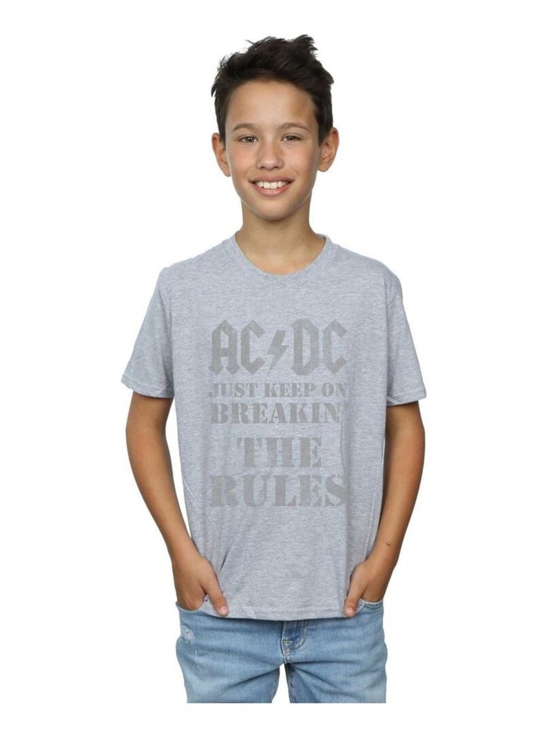 AC/DC - T-shirt JUST KEEP ON BREAKING THE RULES Gris chiné - Kiabi