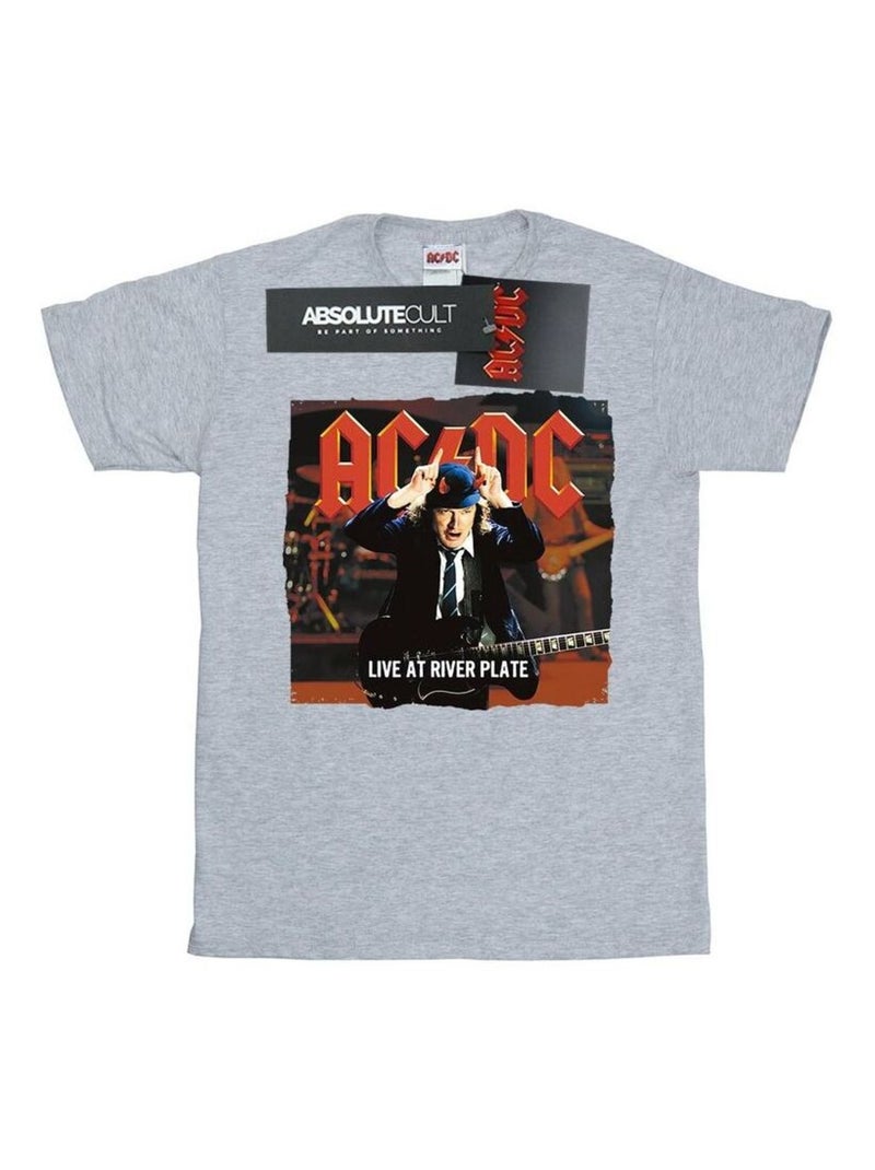 AC/DC - T-shirt LIVE AT RIVER PLATE COLUMBIA RECORDS Gris chiné - Kiabi