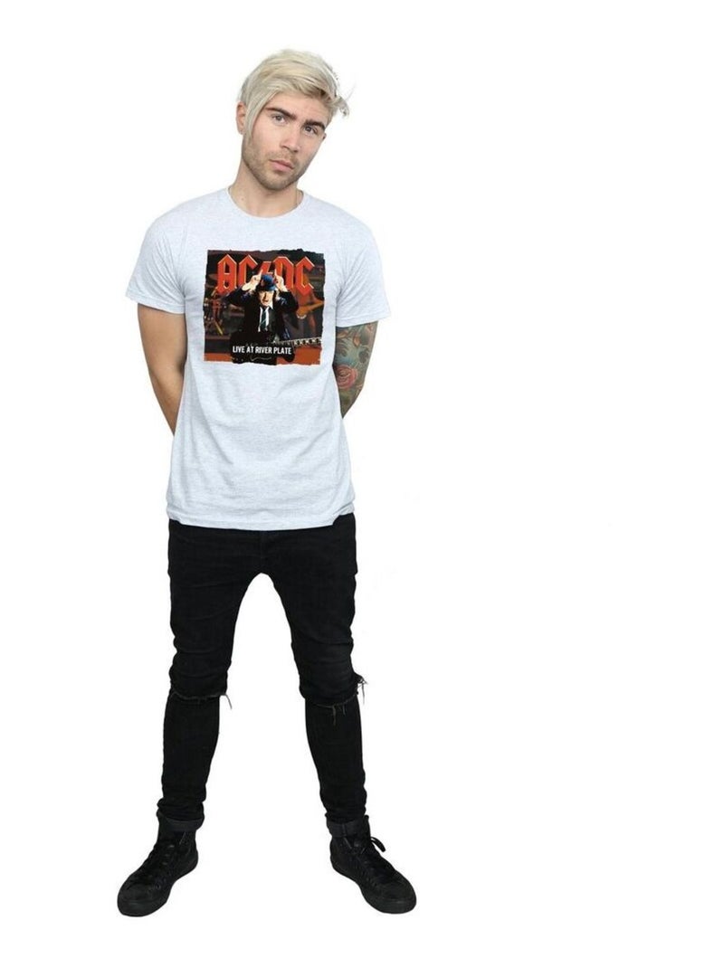 AC/DC - T-shirt LIVE AT RIVER PLATE COLUMBIA RECORDS Gris chiné - Kiabi