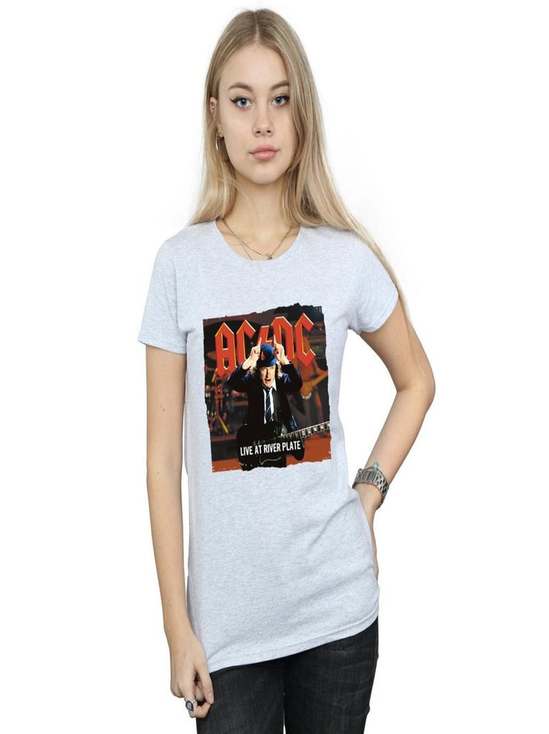 AC/DC - T-shirt LIVE AT RIVER PLATE COLUMBIA RECORDS Gris chiné - Kiabi