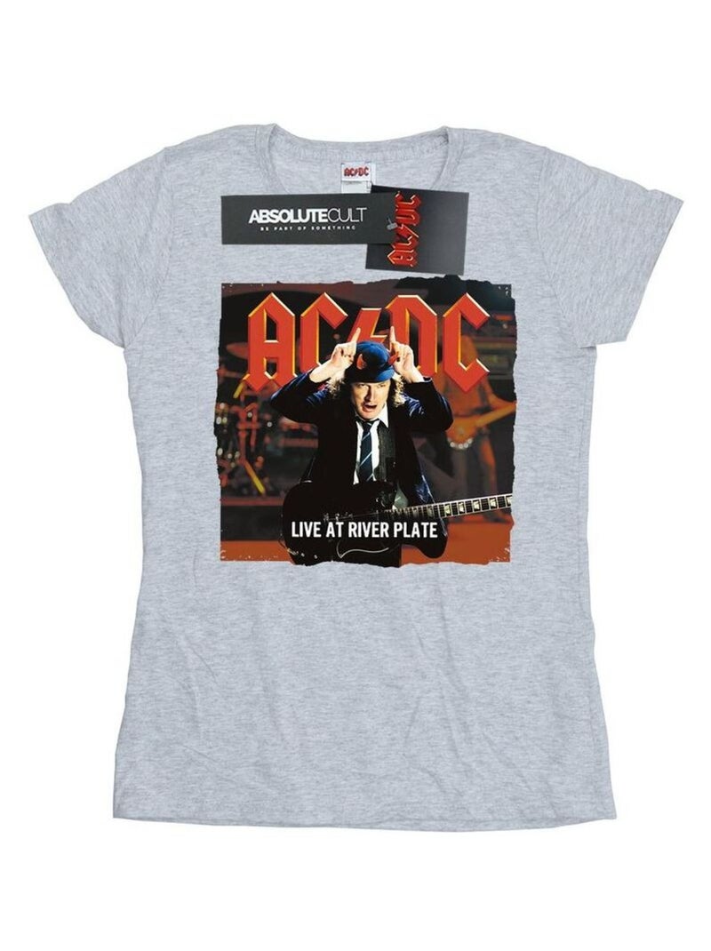 AC/DC - T-shirt LIVE AT RIVER PLATE COLUMBIA RECORDS Gris chiné - Kiabi