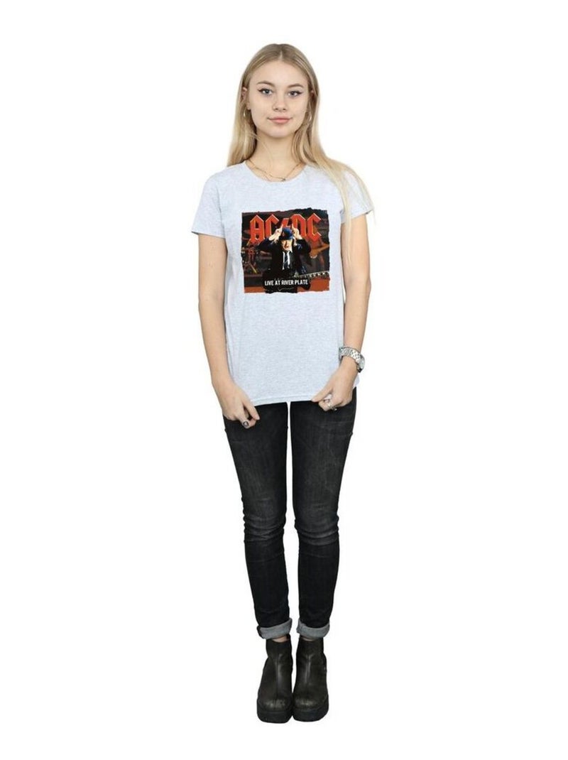 AC/DC - T-shirt LIVE AT RIVER PLATE COLUMBIA RECORDS Gris chiné - Kiabi