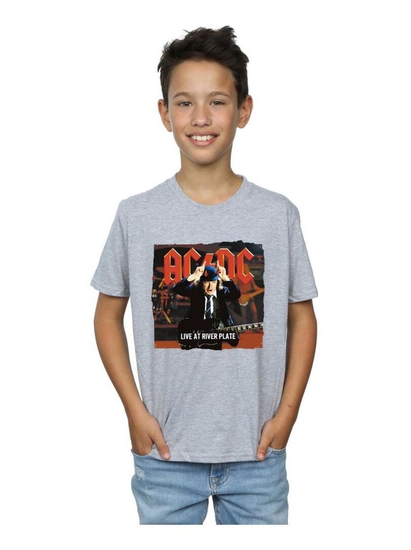 AC/DC - T-shirt LIVE AT RIVER PLATE COLUMBIA RECORDS Gris chiné - Kiabi