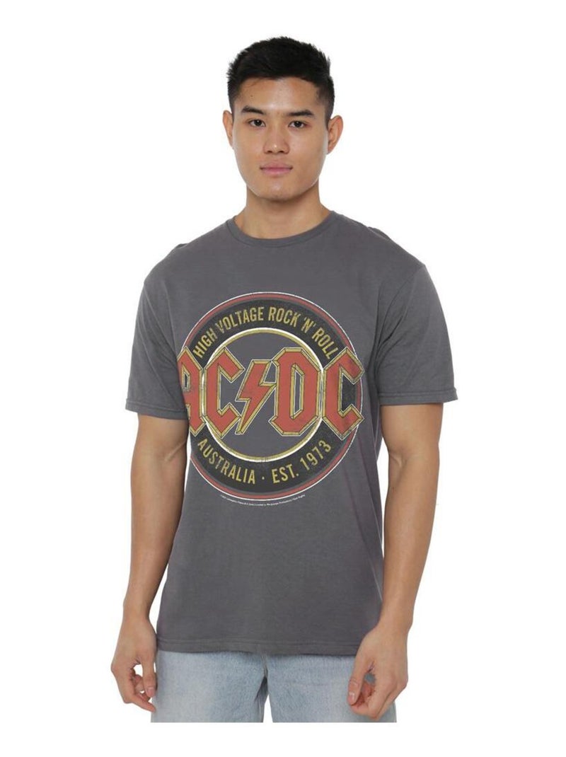 AC/DC - T-shirt manches courtes EST. '73 Gris Noir - Kiabi