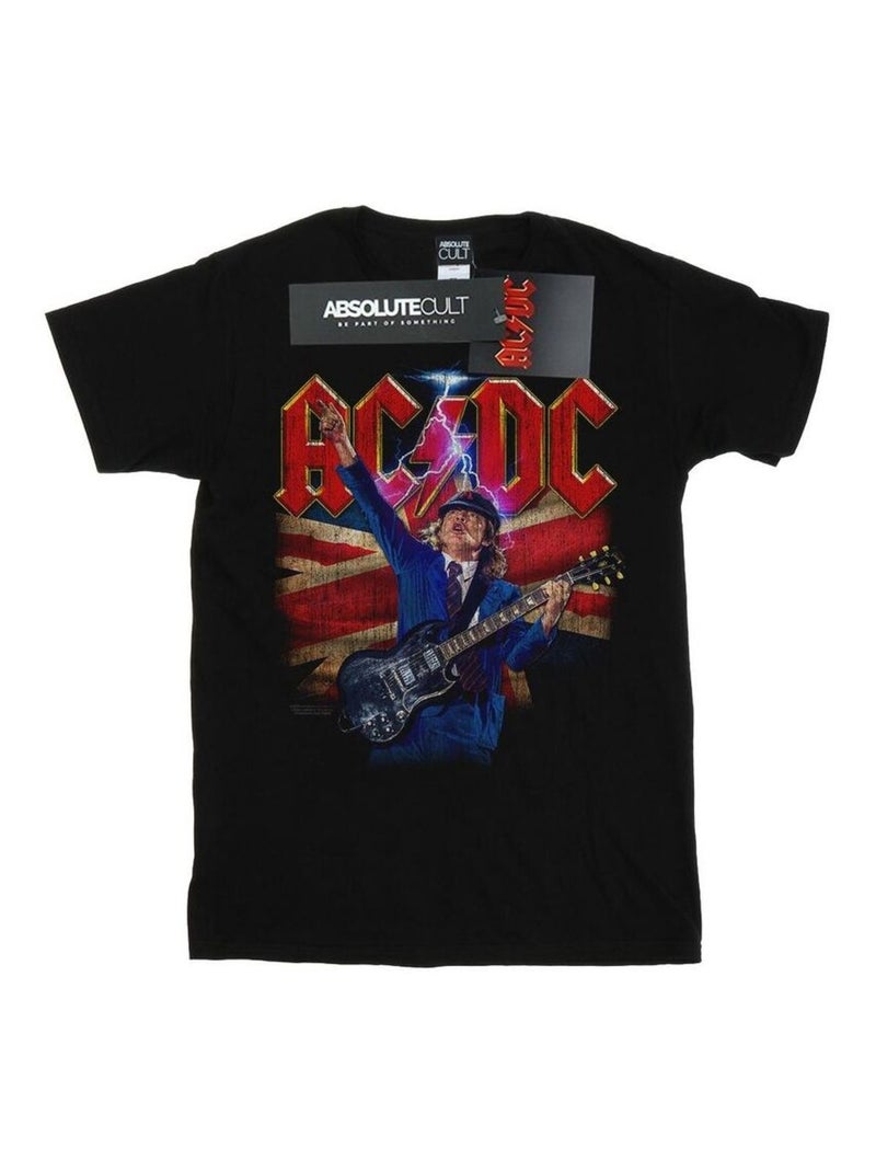 AC/DC - T-shirt motif Angus White motif/style Union Jack Noir - Kiabi