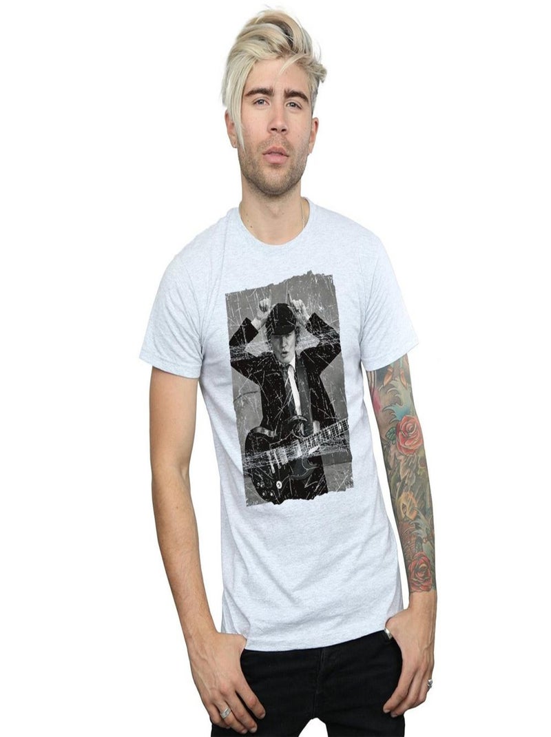 AC/DC - T-shirt motif Angus Young motif/style Photo Gris chiné - Kiabi