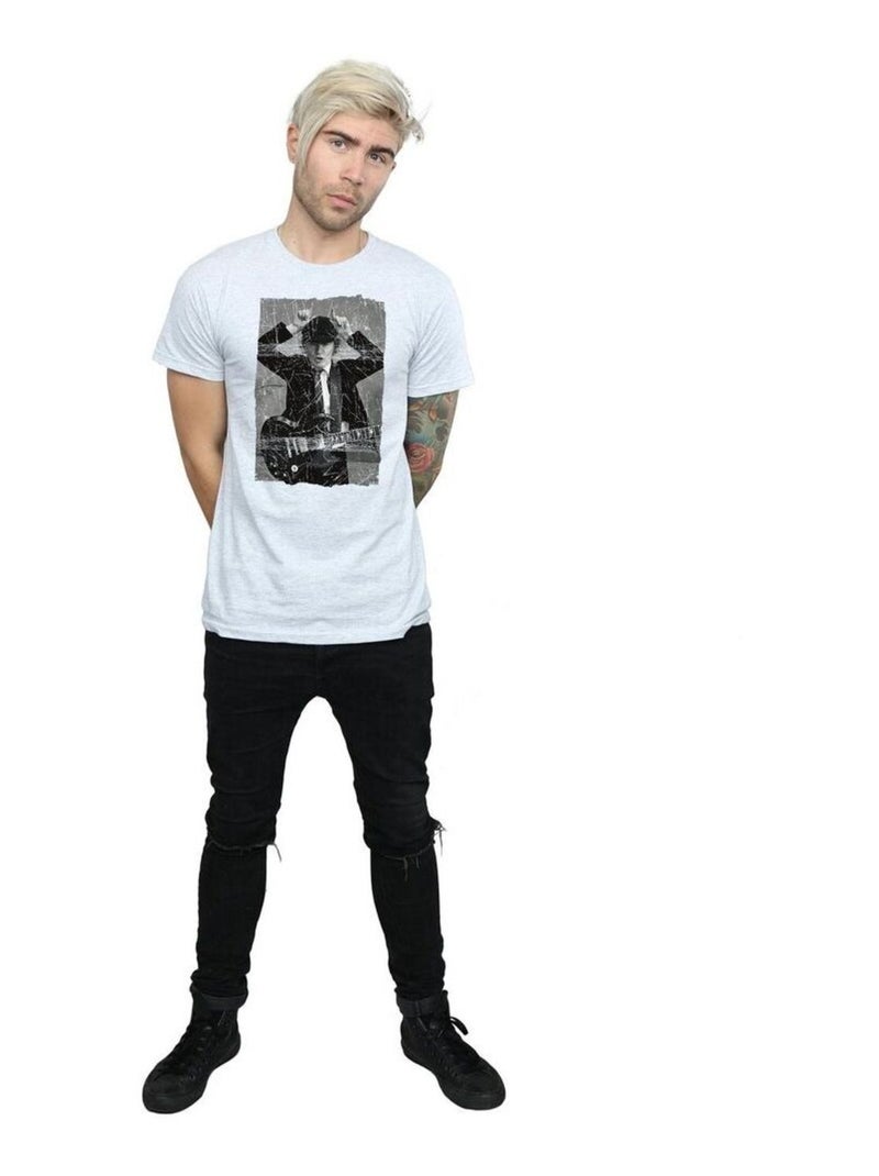 AC/DC - T-shirt motif Angus Young motif/style Photo Gris chiné - Kiabi
