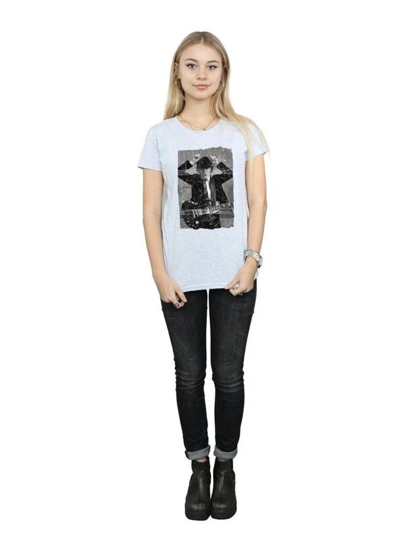 AC/DC - T-shirt motif Angus Young motif/style Photo Gris chiné - Kiabi