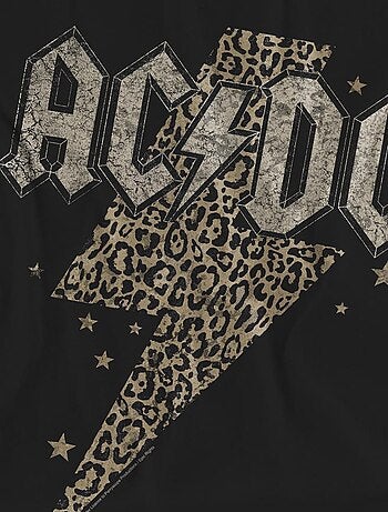 AC/DC - T-shirt motif éclair à imprimé léopard