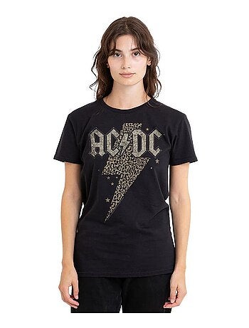 AC/DC - T-shirt motif éclair à imprimé léopard