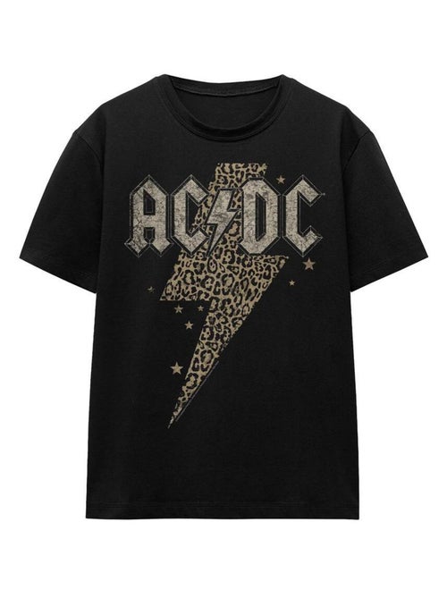 AC/DC - T-shirt motif éclair à imprimé léopard - Kiabi