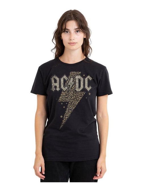 AC/DC - T-shirt motif éclair à imprimé léopard - Kiabi