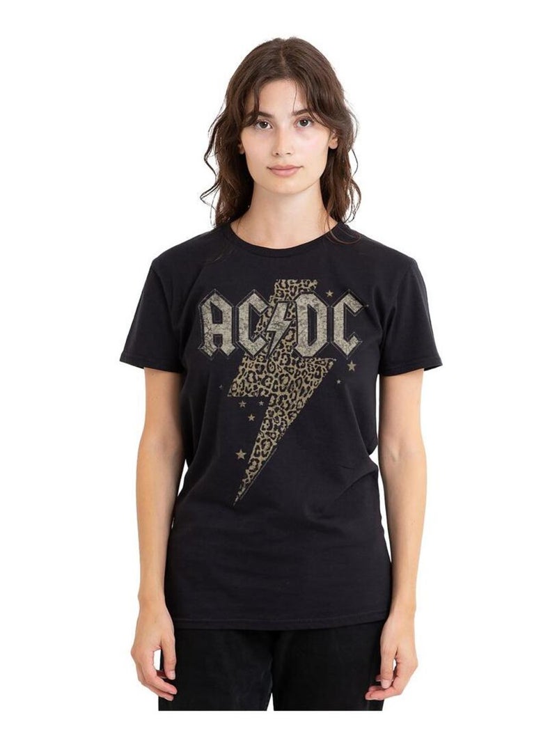 AC/DC - T-shirt motif éclair à imprimé léopard Noir - Kiabi