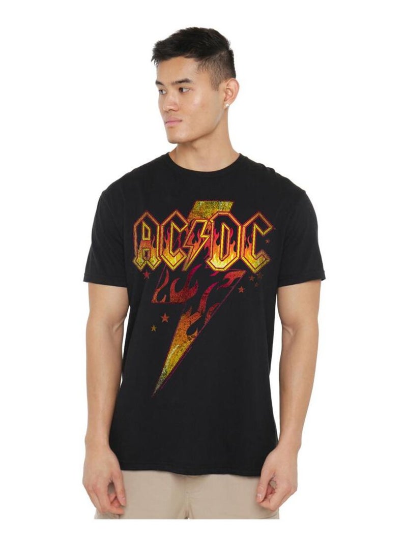 AC/DC - T-shirt motif éclair enflammé Noir - Kiabi