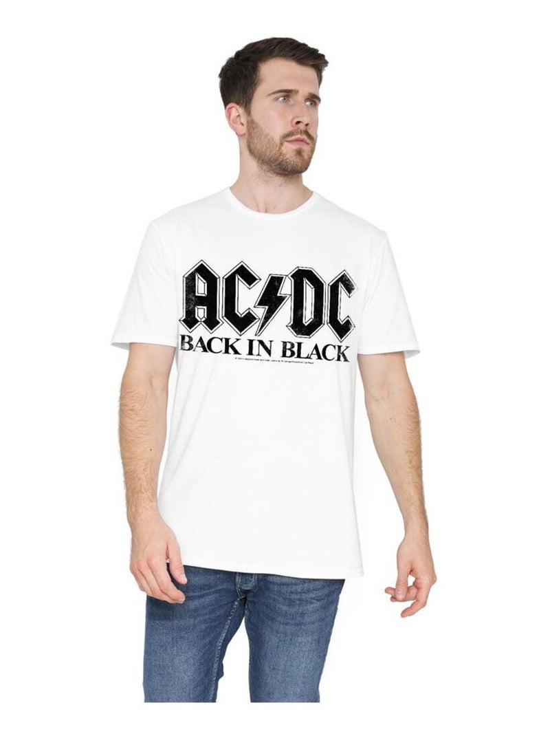 AC/DC - T-shirt motif logo BACK IN BLACK Blanc - Kiabi