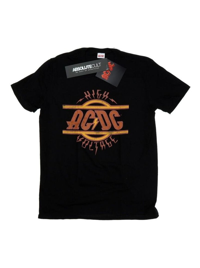 AC/DC - T-shirt motif/style logo usé HIGH VOLTAGE Noir - Kiabi
