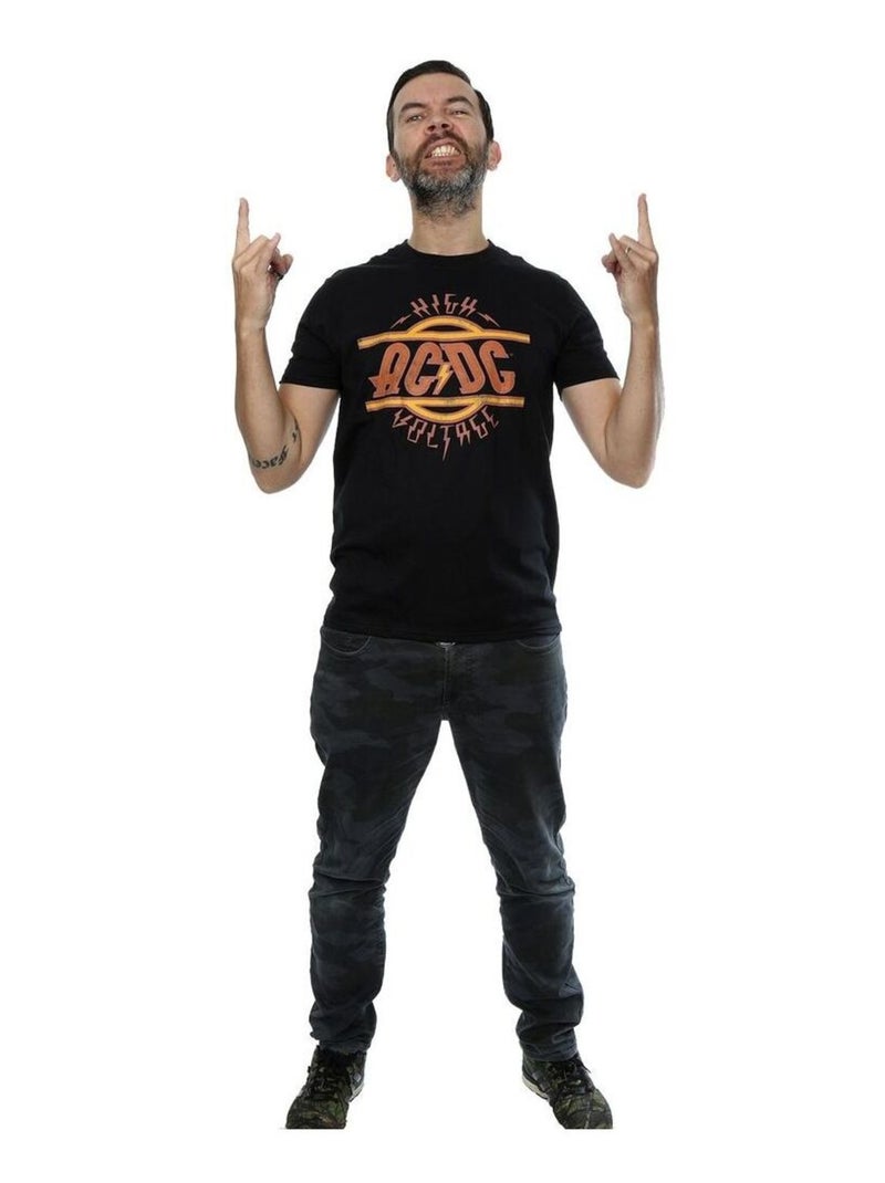 AC/DC - T-shirt motif/style logo usé HIGH VOLTAGE Noir - Kiabi