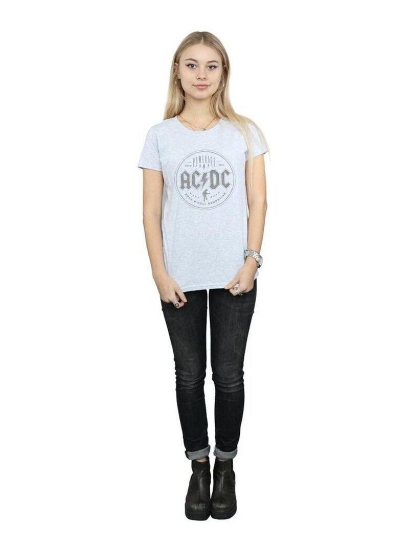 AC/DC - T-shirt ROCK N ROLL DAMNATION Gris chiné - Kiabi