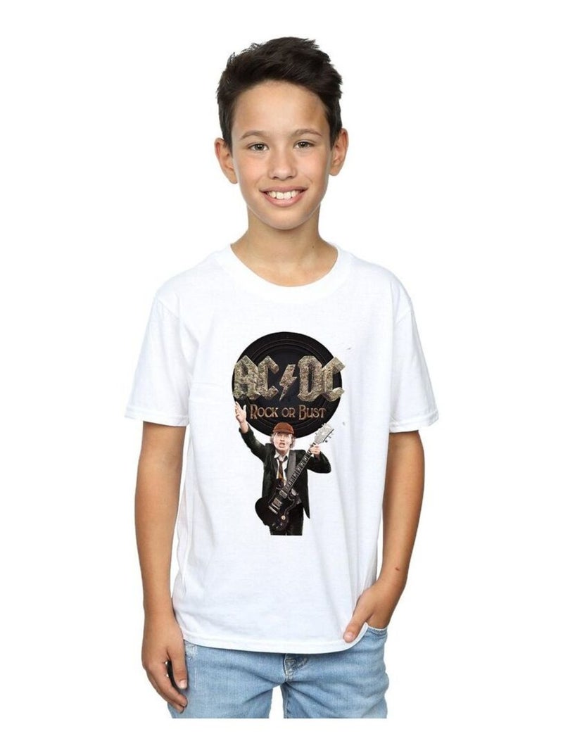 AC/DC - T-shirt ROCK OR BUST Blanc - Kiabi