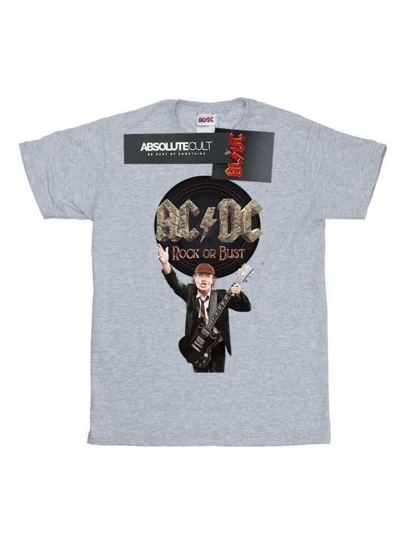 AC/DC - T-shirt ROCK OR BUST Gris chiné - Kiabi